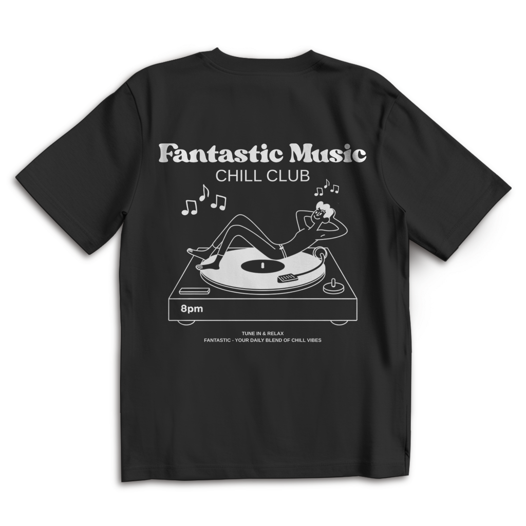 Oversize T-Shirt chill club vinyl weiß