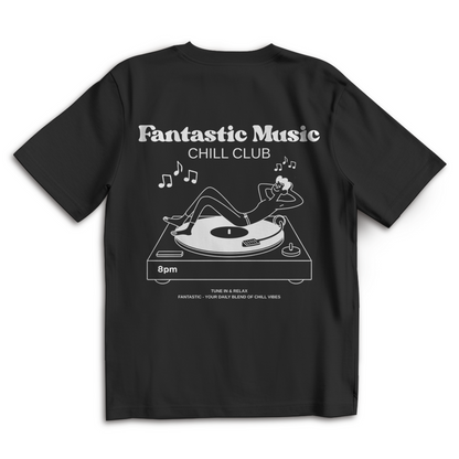 Oversize T-Shirt chill club vinyl weiß