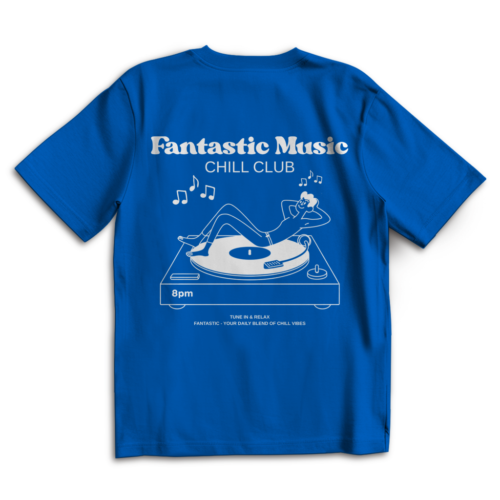 Oversize T-Shirt chill club vinyl weiß