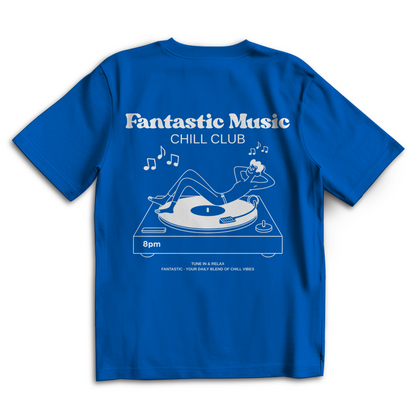 Oversize T-Shirt chill club vinyl weiß