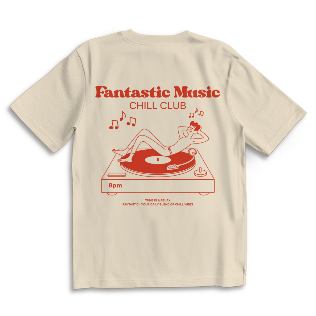 Oversize T-Shirt chill club vinyl weiß