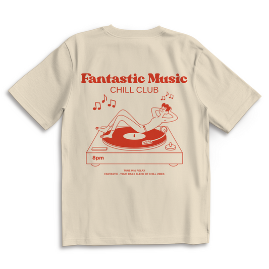 Oversize T-Shirt chill club vinyl weiß